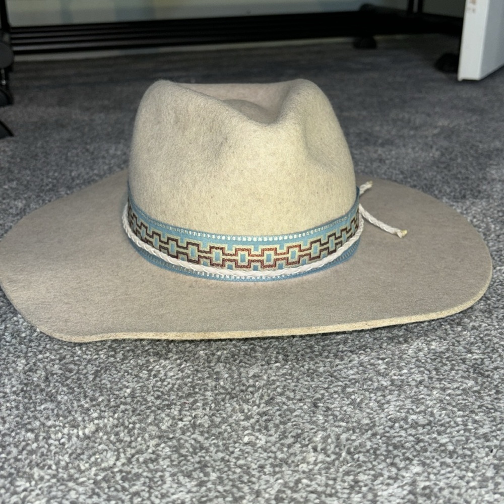 AMERICAN HAT MAKERS Maldives Moon Wide Brim Felt Fedora Size Small 55cm - Picture 7 of 14